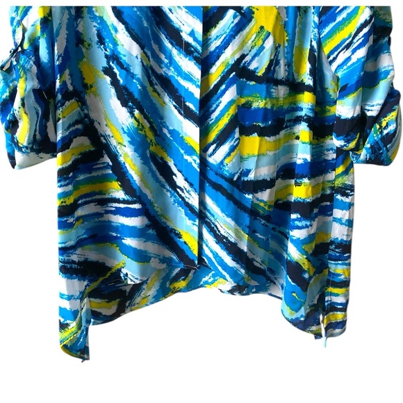 Peck & Peck Abstract Print Collared Button Down Drapy Sheer Blouse Size XL - Picture 6 of 7